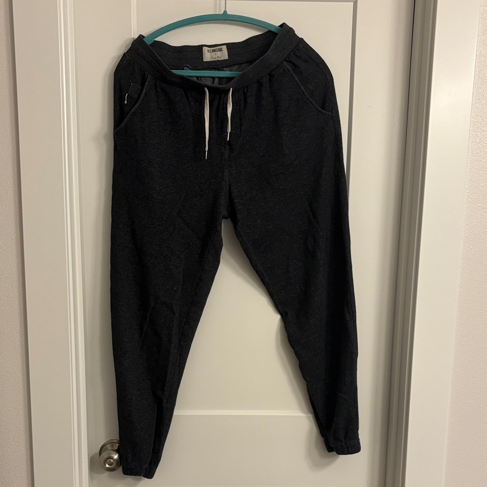 Linksoul Charcoal Joggers with Cream Drawstrings